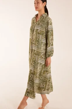 Floral Print Midi Shirt Dress
