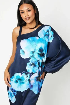 Floral Print One Shoulder Wedding Guest Dress