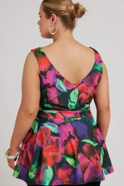 Floral Print Peplum Top