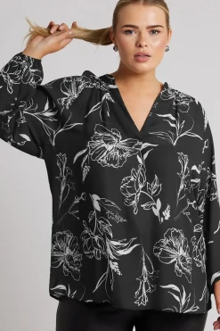 Floral Print Pleated Blouse