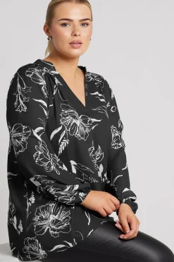 Floral Print Pleated Blouse