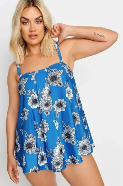 Floral Print Pleated Tankini