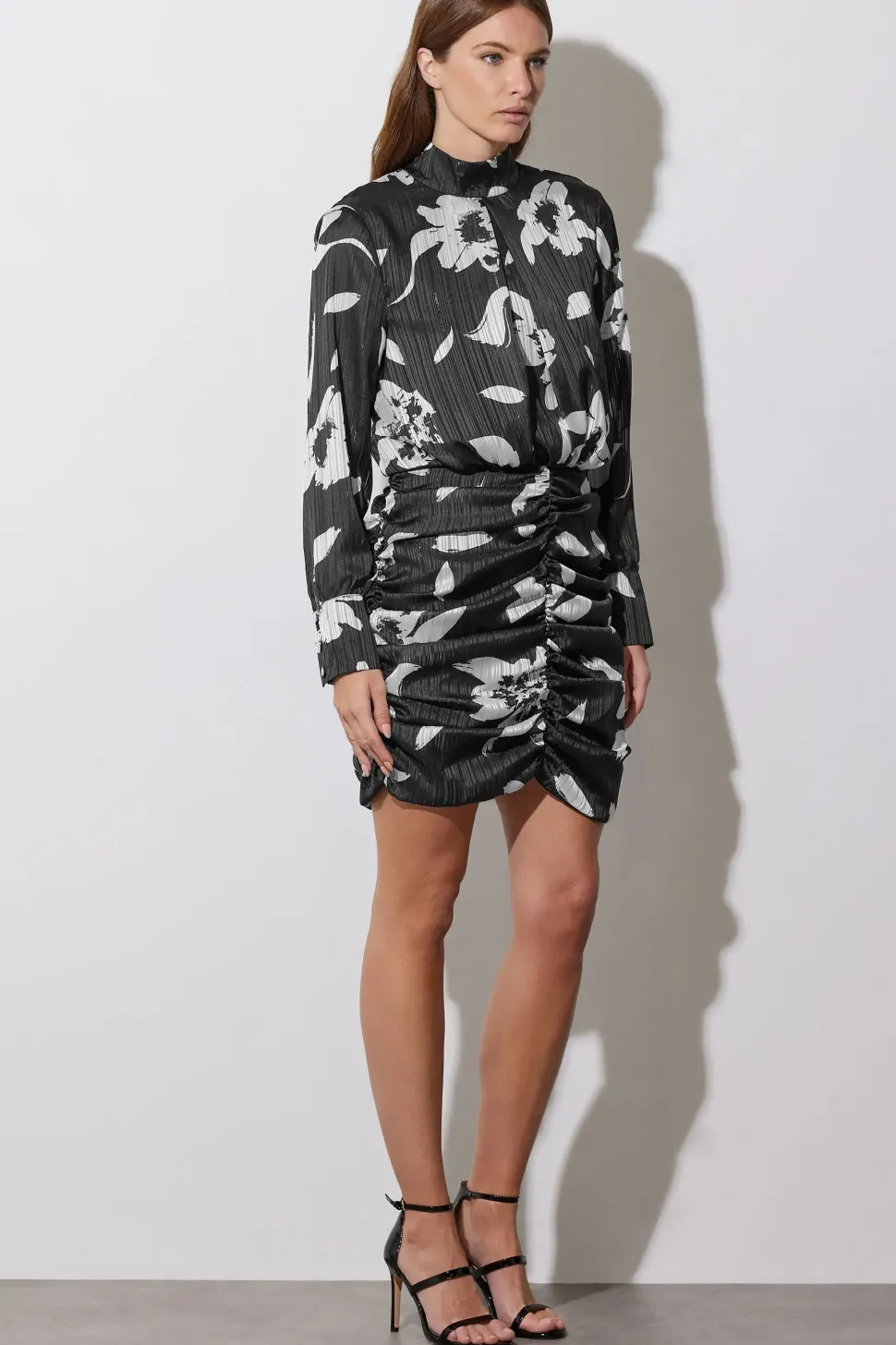 Floral Print Ruched Dress