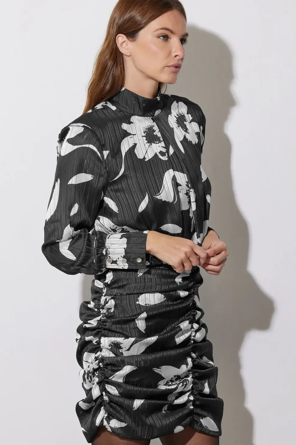 Floral Print Ruched Dress