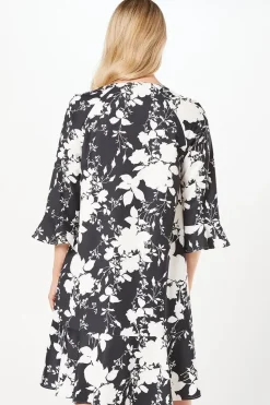 Floral Print Ruffle Hem Shift Dress