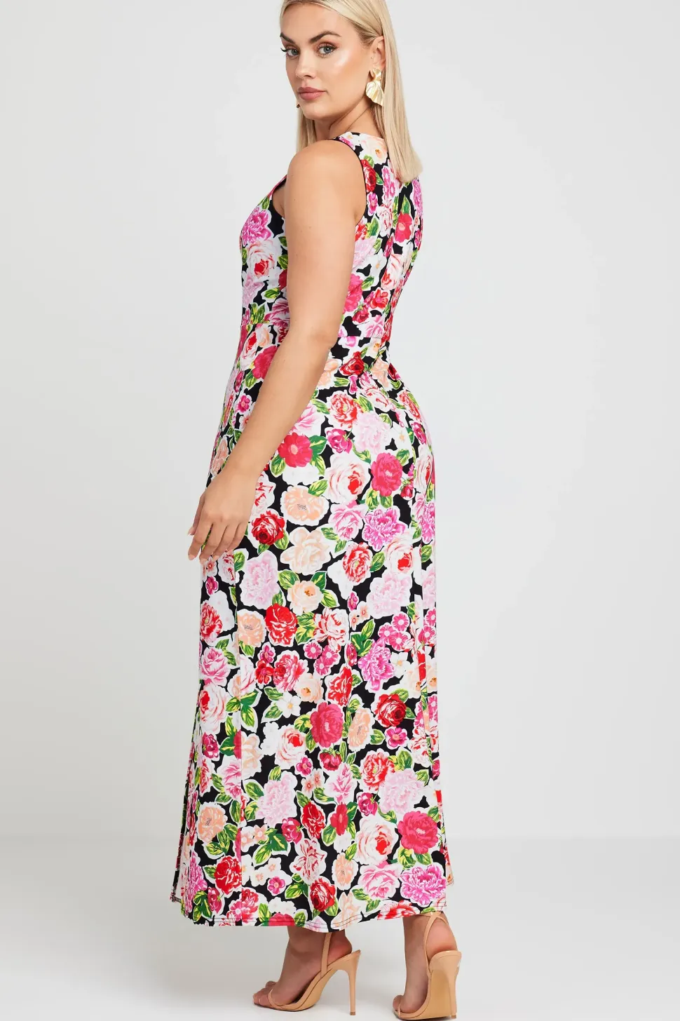 Floral Print Square Neck Maxi Dress