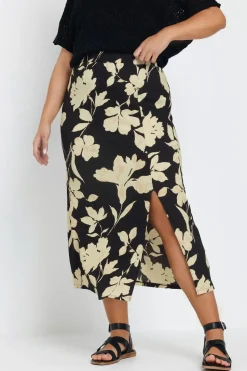 Floral Print Textured Maxi Skirt