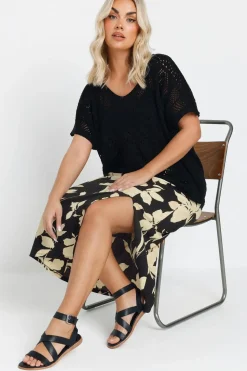 Floral Print Textured Maxi Skirt