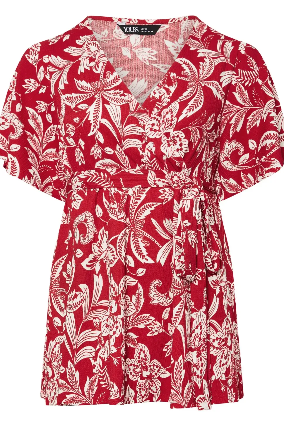 Floral Print Textured Wrap Top