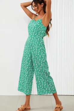 Floral Print Tie Back Culotte Jumpsuit