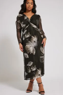 Floral Print Twist Front Maxi Dress