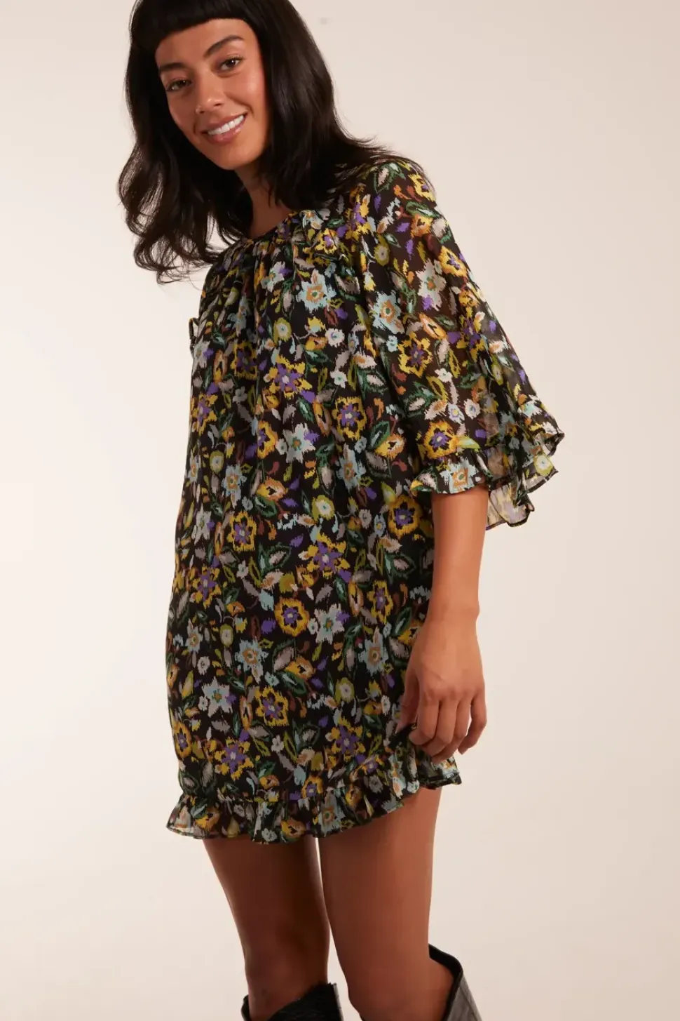 Floral Raglan Sleeve Tunic Dress