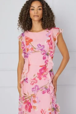 Floral Ruffle Detail Hanky Midi Dress
