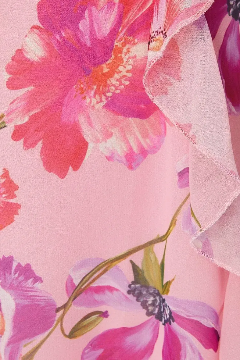 Floral Ruffle Detail Hanky Midi Dress