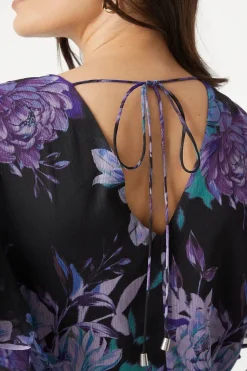 Floral Ruffle Sleeve Bias Midaxi Dress