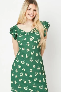 Floral Ruffle Sleeve Mini Dress