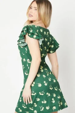Floral Ruffle Sleeve Mini Dress