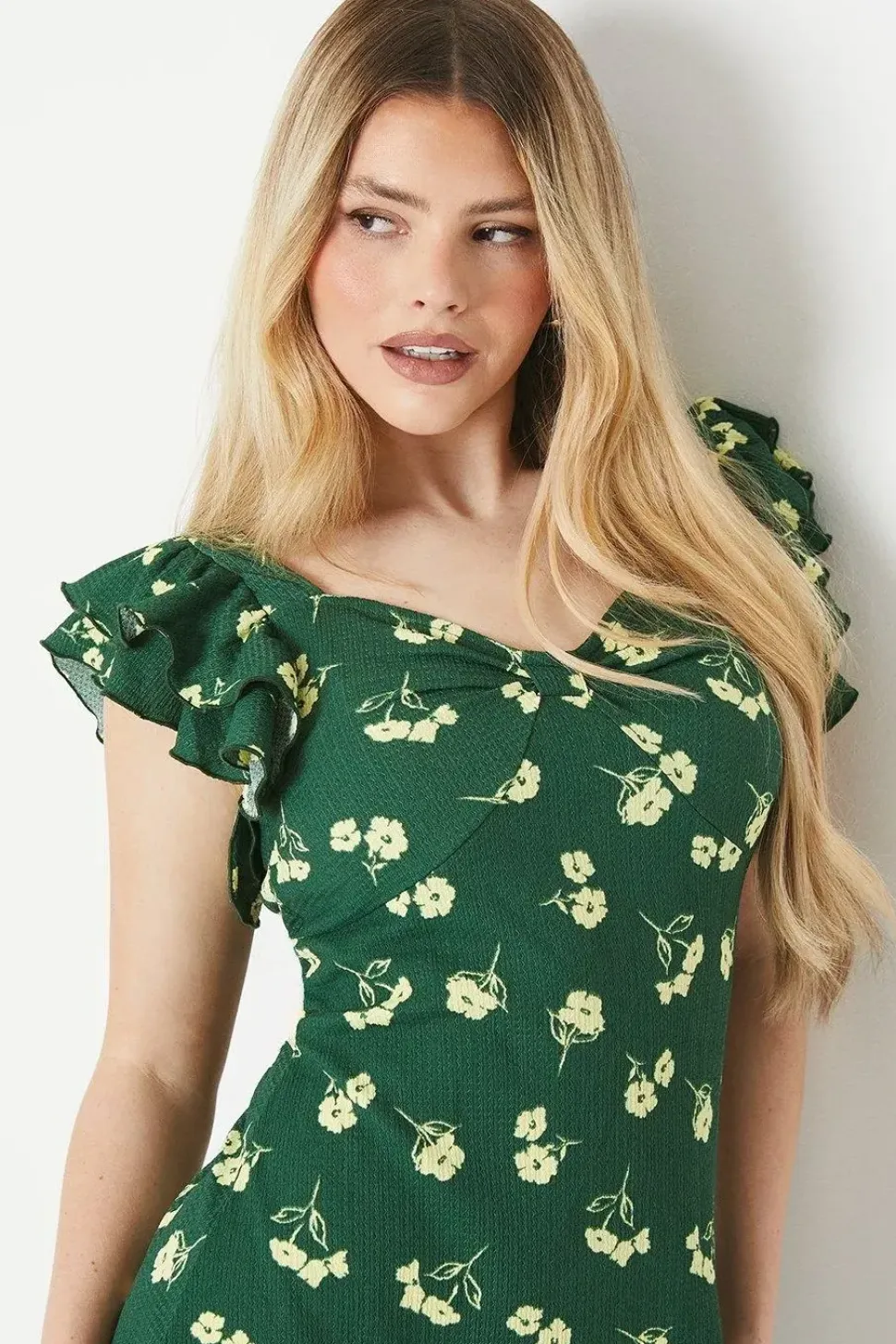 Floral Ruffle Sleeve Mini Dress