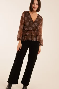 Floral Ruffle Wrap Blouse