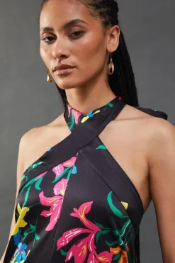 Floral Satin Halterneck Jumpsuit