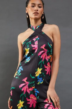 Floral Satin Halterneck Jumpsuit