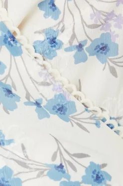 Floral Satin Jacquard Wrap Midi Dress