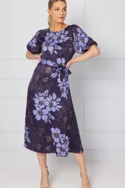 Floral Satin Midi Dress