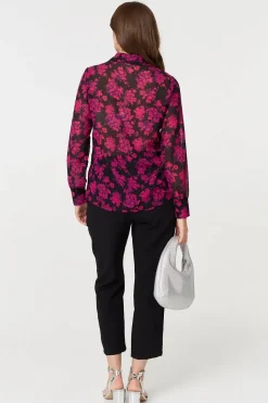 Floral Semi Sheer Long Sleeve Shirt