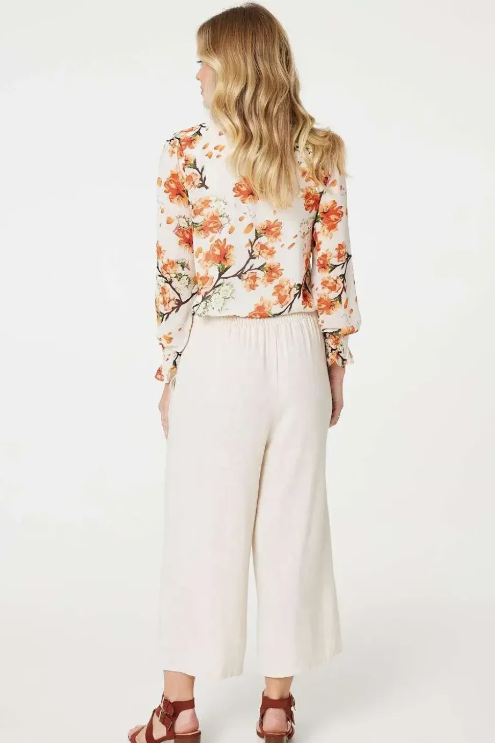 Floral Shirred High Neck Blouse