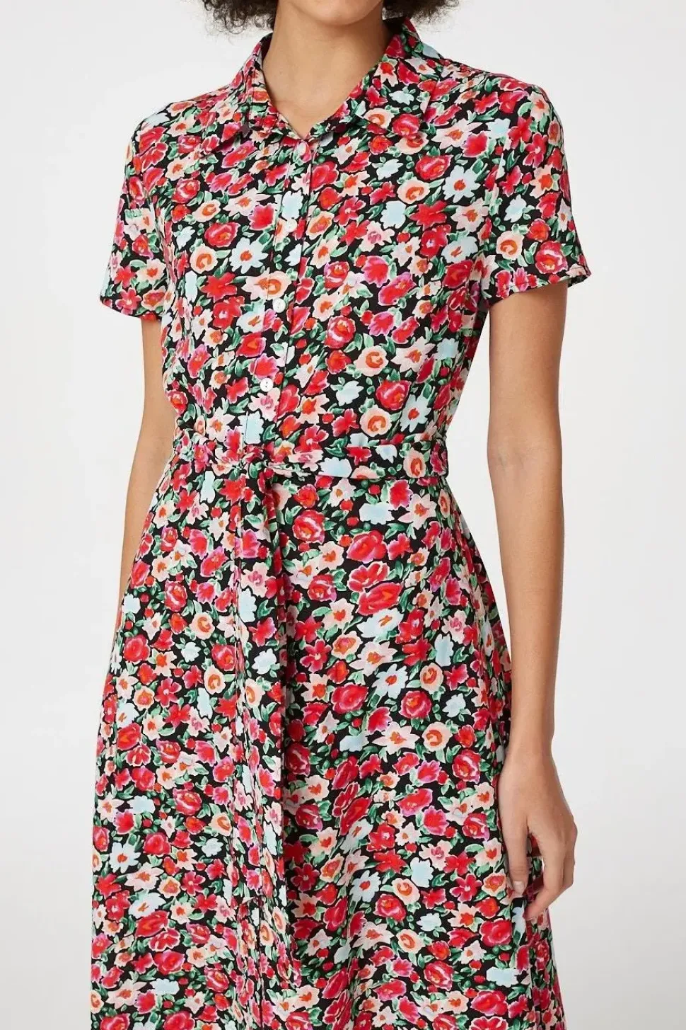 Floral Short Sleeve Shirt Dress