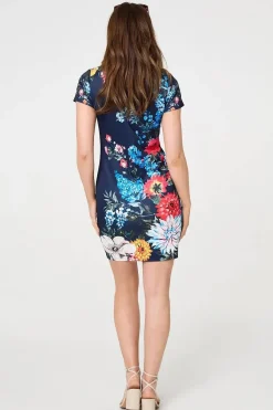 Floral Short Sleeve Short Shift Dress