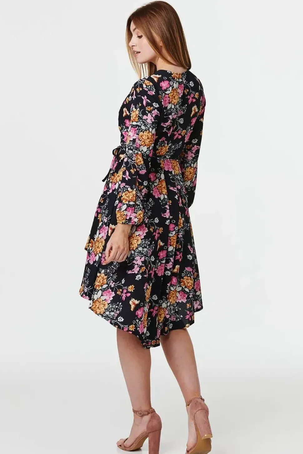 Floral Split Sleeve Wrap Dress
