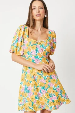 Floral Tie Front Mini Dress