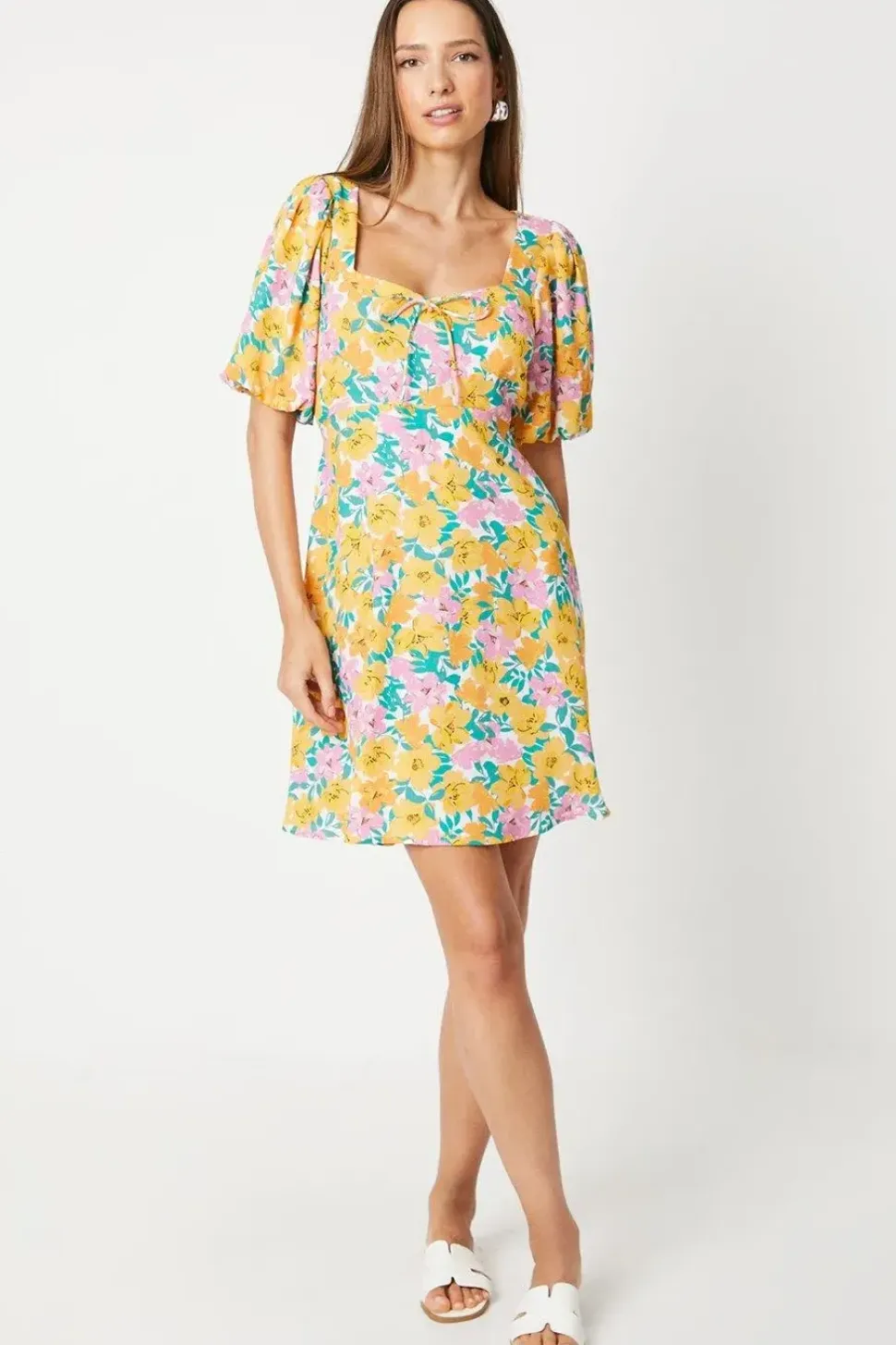 Floral Tie Front Mini Dress