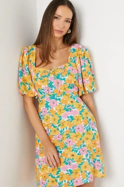Floral Tie Front Mini Dress