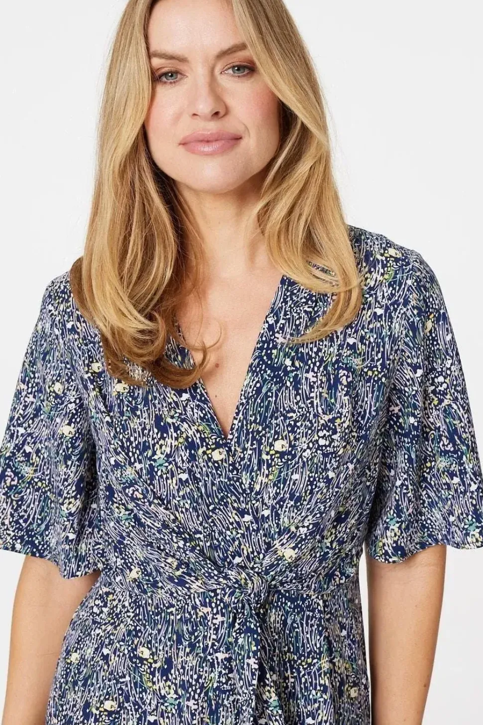 Floral Tie Front Wide Leg Jumpsuit