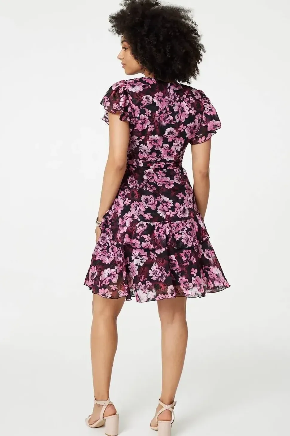 Floral Tie-Waist Ruffled Mini Dress