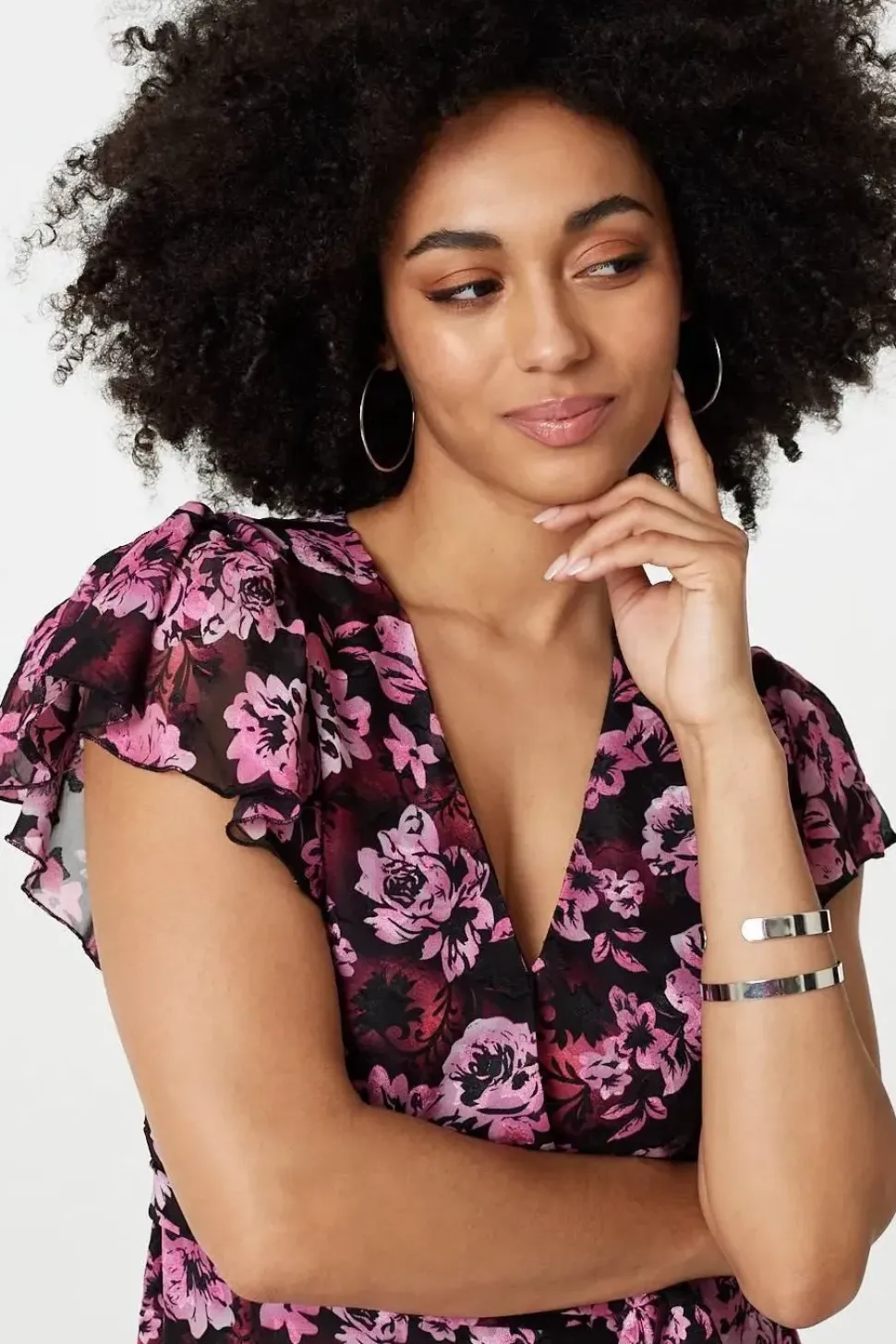 Floral Tie-Waist Ruffled Mini Dress