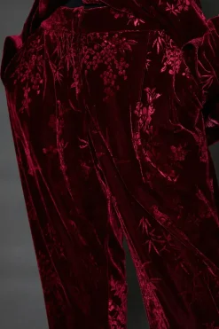 Floral Velvet Tapered Trousers