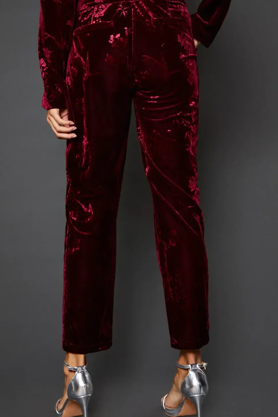 Floral Velvet Tapered Trousers