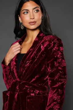 Floral Velvet Tie Belted Blazer