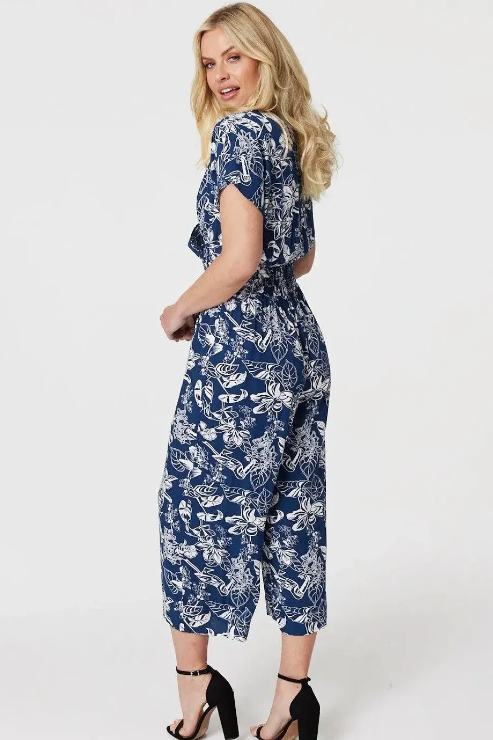 Floral V-Neck Cropped Jumpsuit