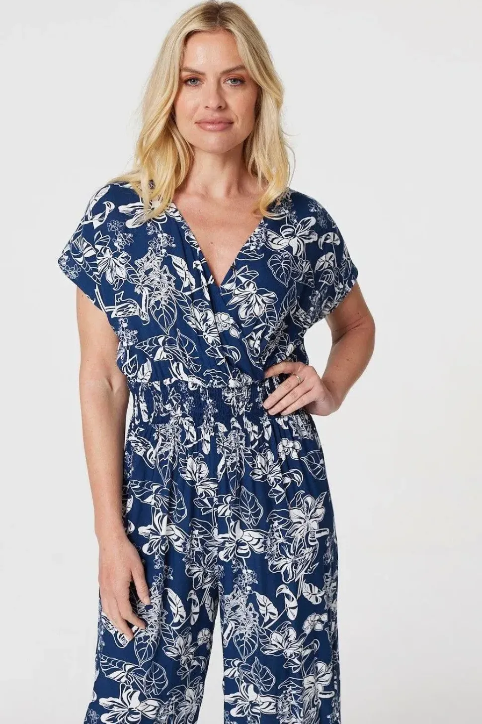 Floral V-Neck Cropped Jumpsuit