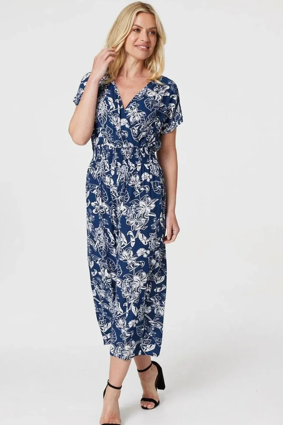 Floral V-Neck Cropped Jumpsuit