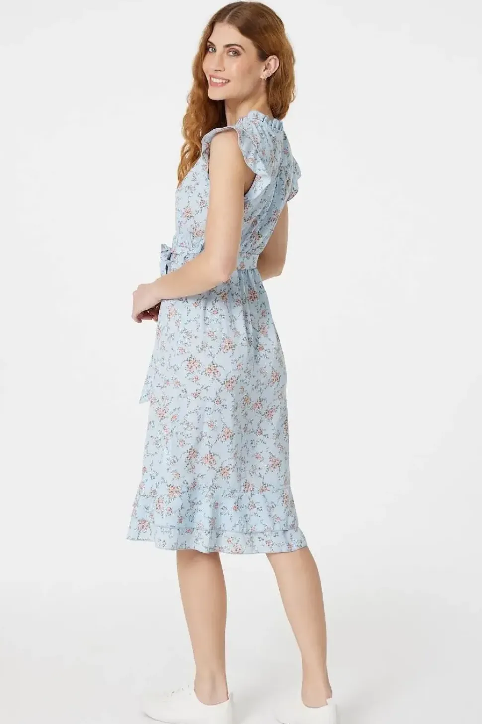 Floral V-Neck Knee Length Dress