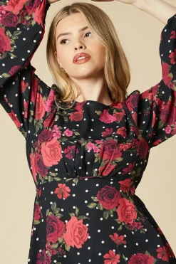 Floral With Spot Tea Blouse