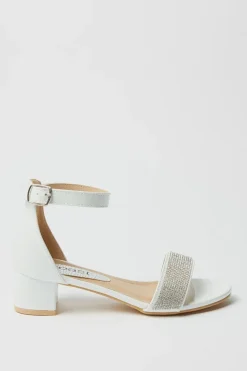 Flower Girl Jasmine Diamante Low Block Heeled Sandals