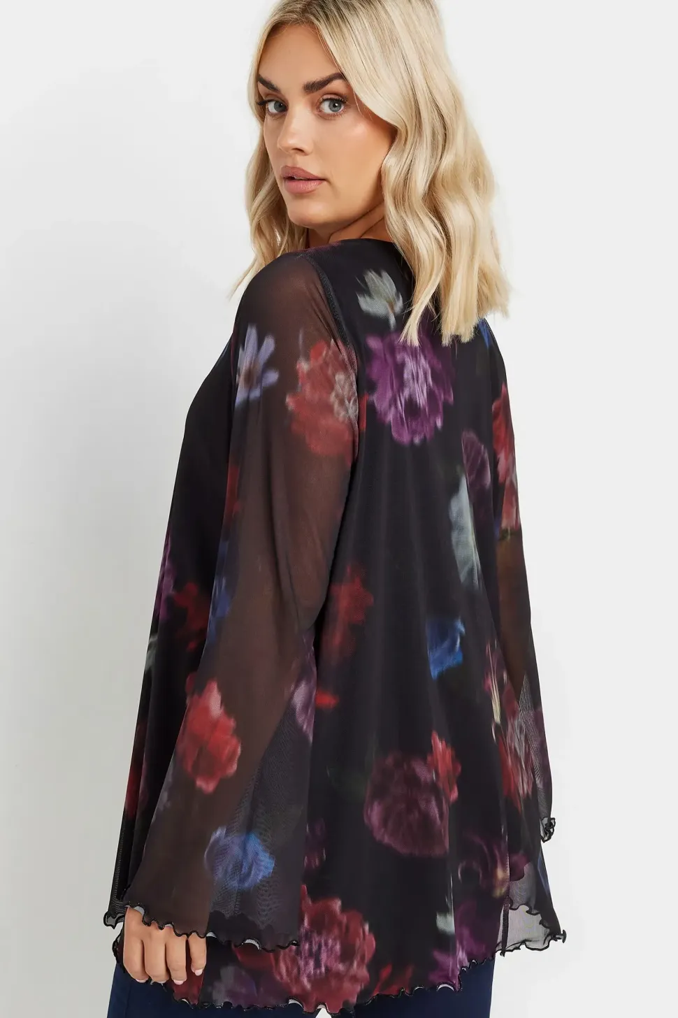 Flute Sleeve Mesh Top