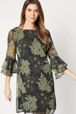 Flute Sleeve Shift Dress