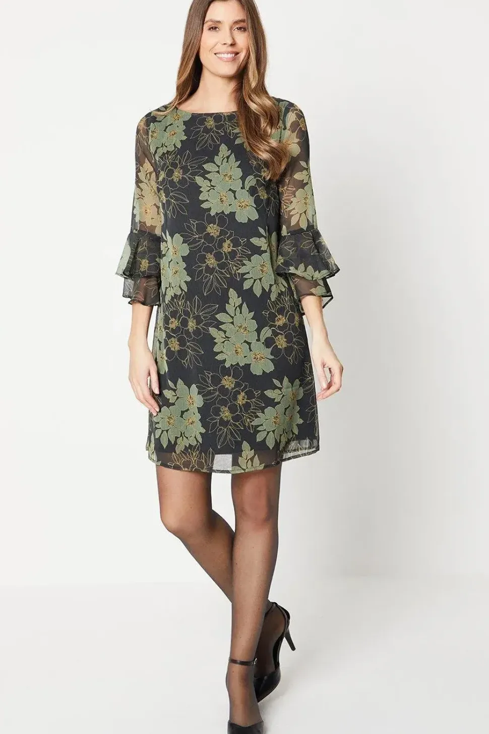 Flute Sleeve Shift Dress